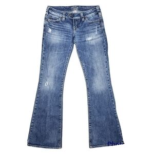 SILVER "Tuesday Flap" Distressed Low Rise Jeans Size 27
